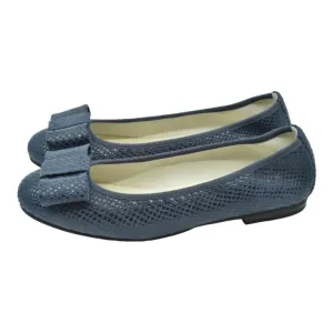 1412 - Navy Soft Leather Flats for Girl/Teen/Women by London Kids