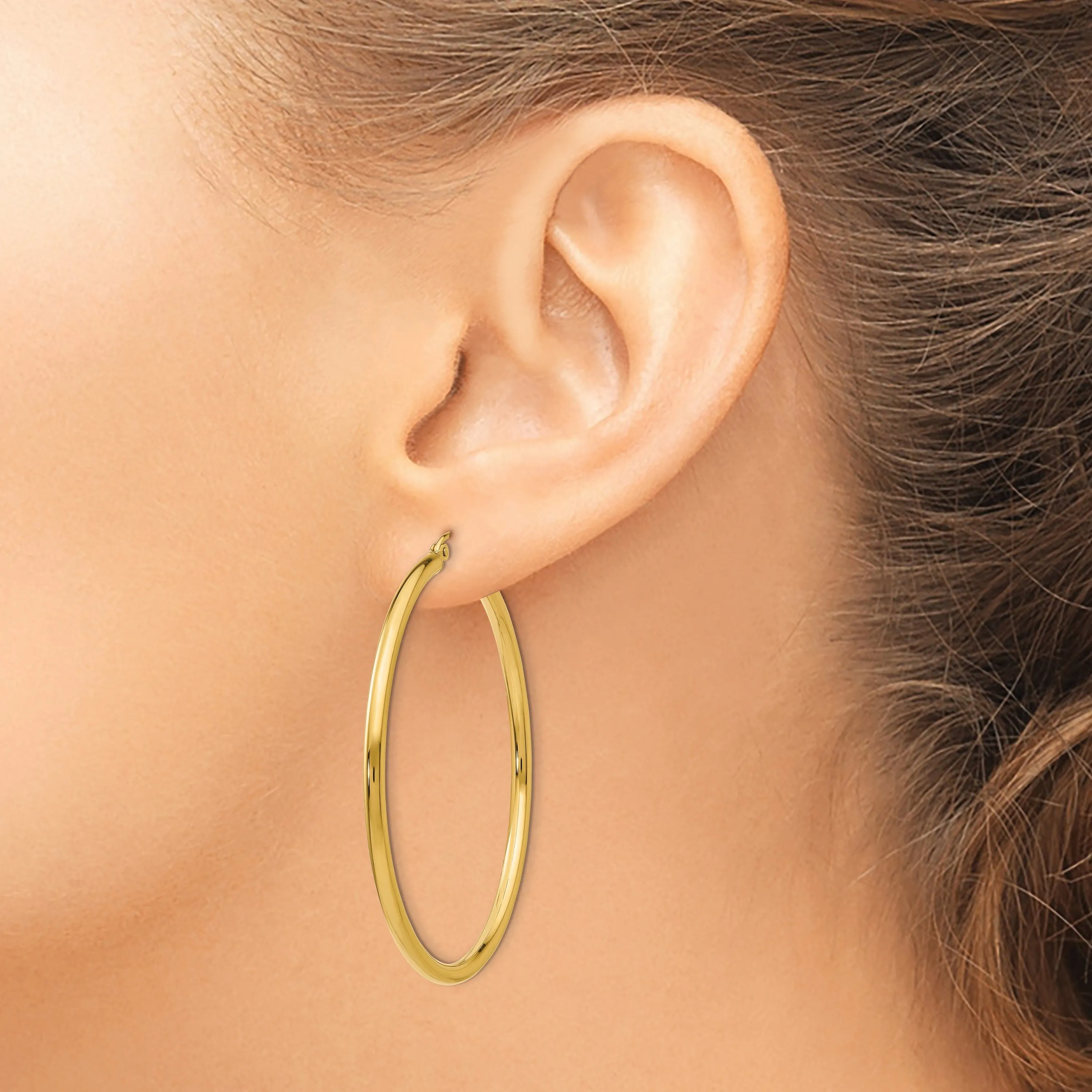 14k Yellow Gold 2.5MM Lightweight Round Earrings