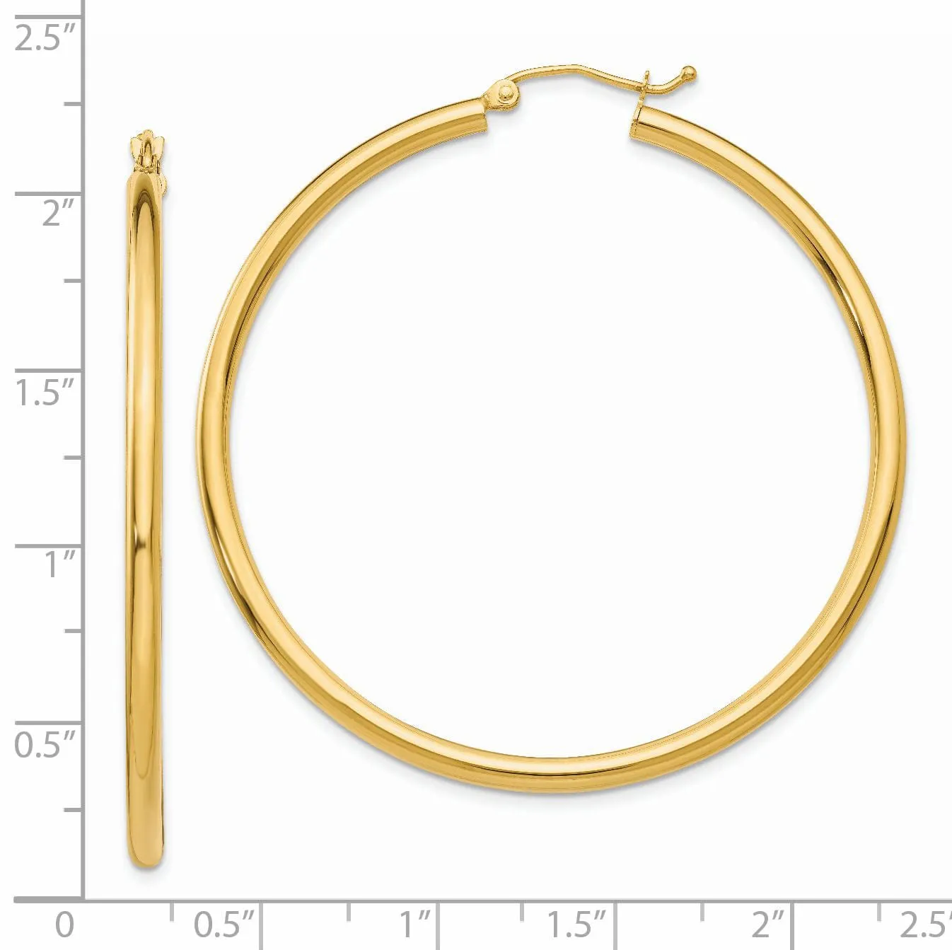 14k Yellow Gold 2.5MM Lightweight Round Earrings