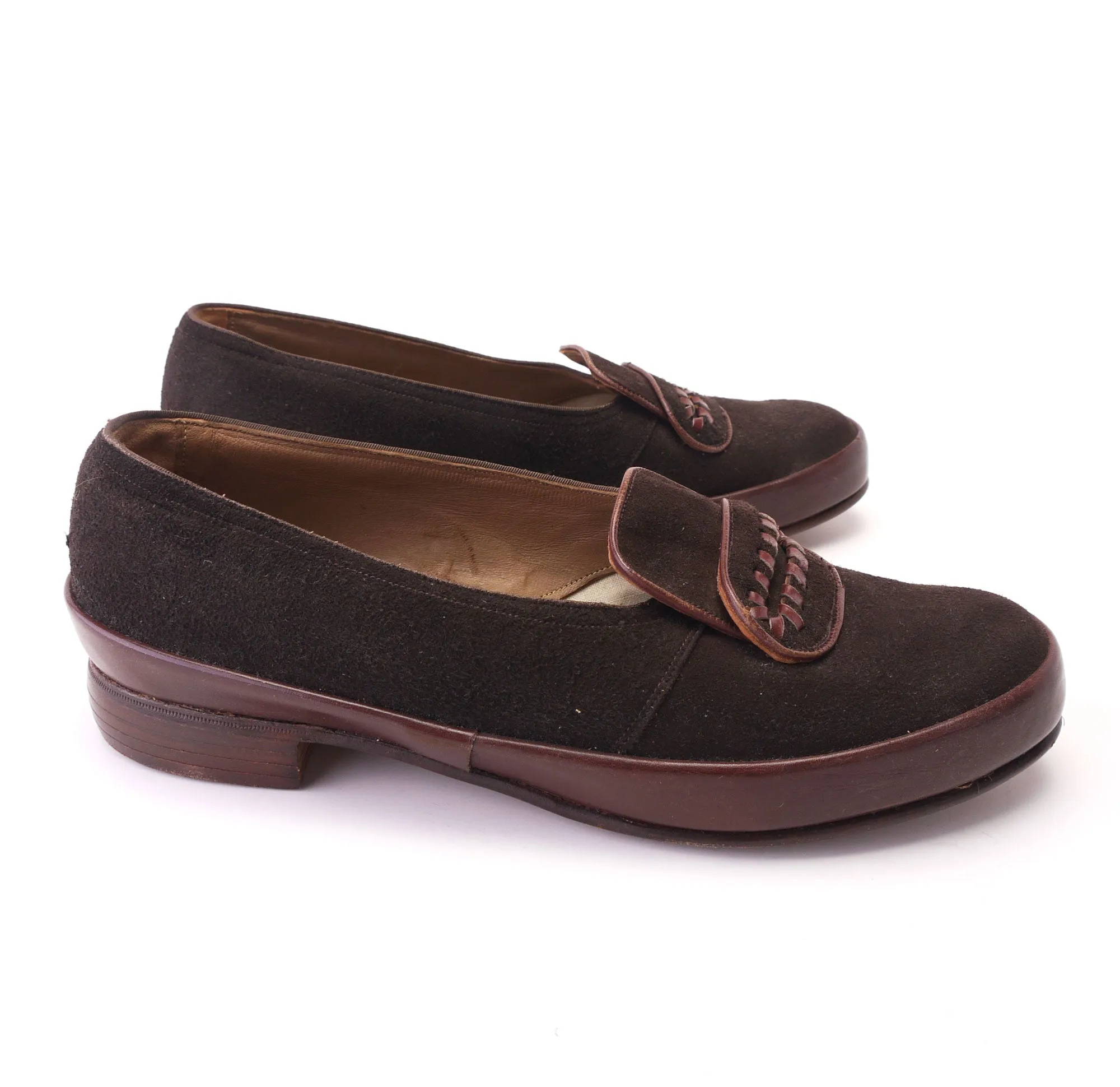 1940s Unworn CC41 Brown Suede Flats by Equity UK 5.5