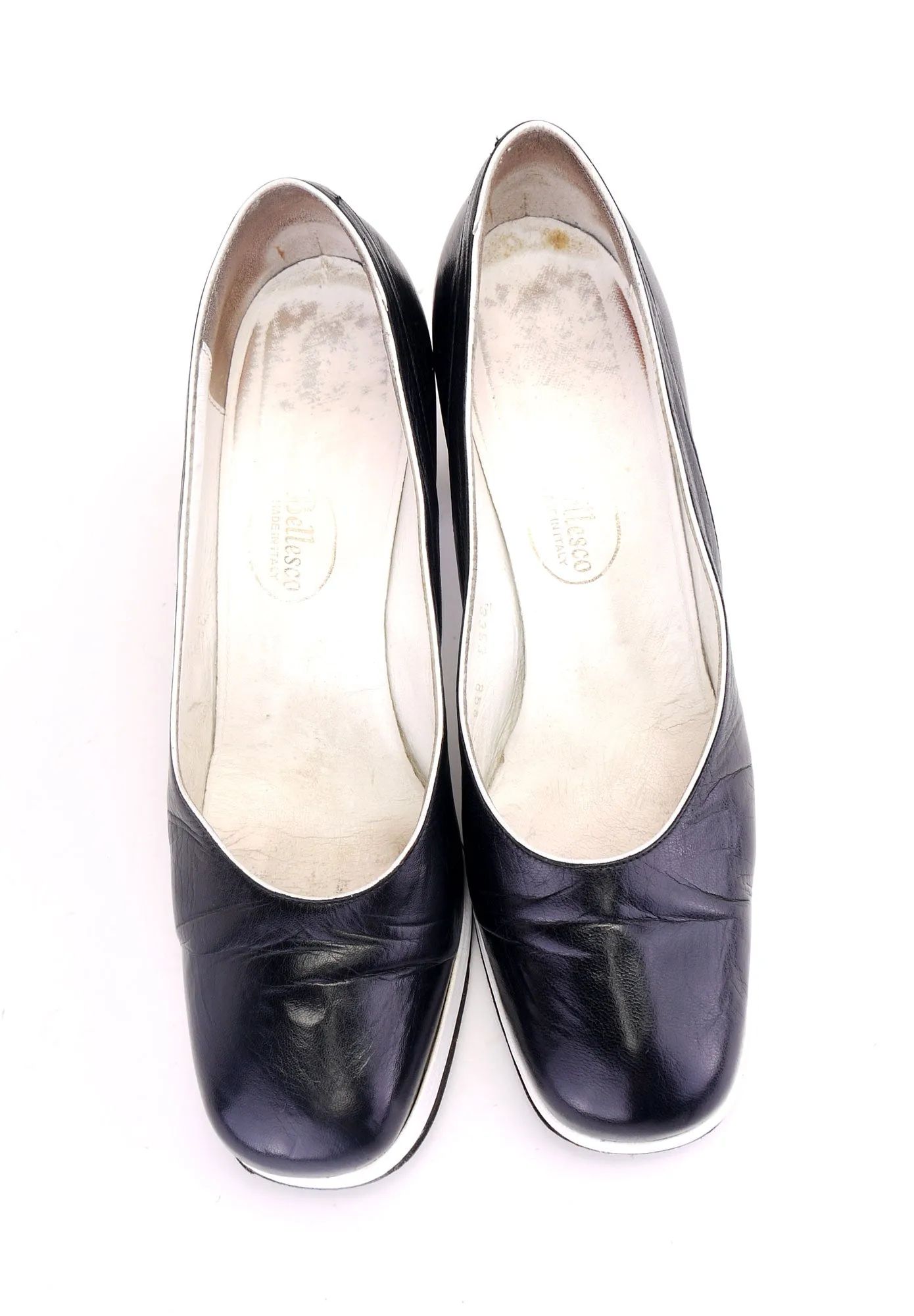 1970s Black & White Platform Pumps by Bellesco UK 6