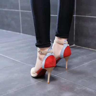 2020 New Concise Elegant Female High Heels Korean Wild Shallow Mouth Single Shoes Fashion Middle Hollow Comfort Work Shoes