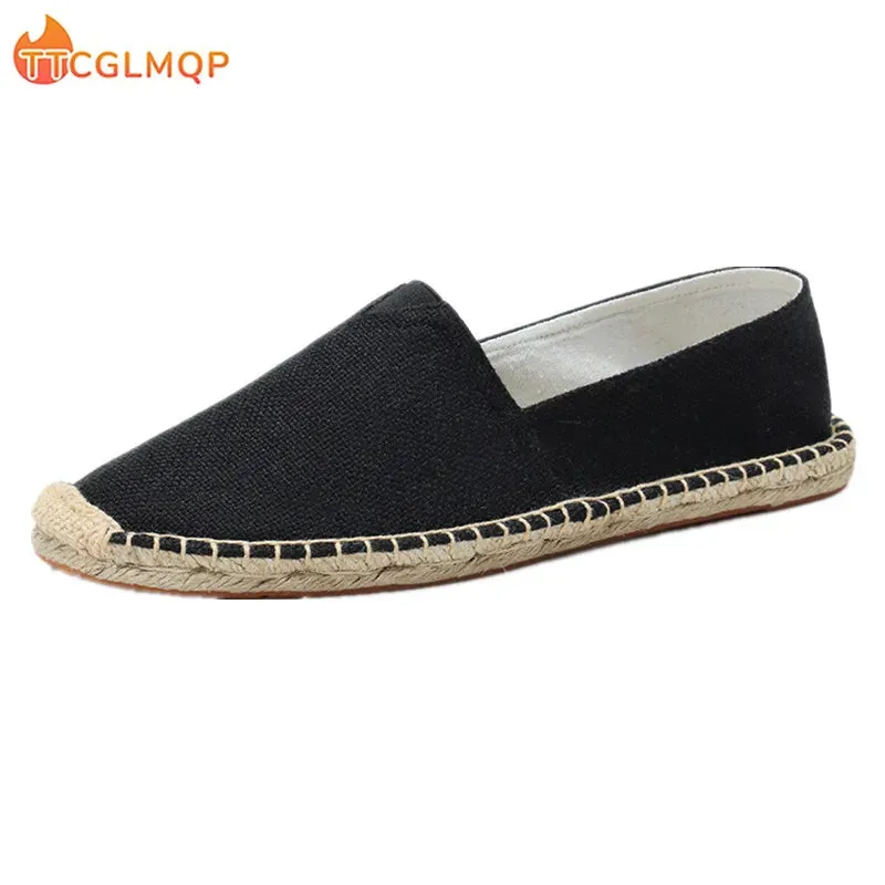 2024 Summer New Women's Linen Casual Shoes Handmade Weaving Fisherman Shoes Fashion Casual Flat Espadrilles Driving Shoes Big Size