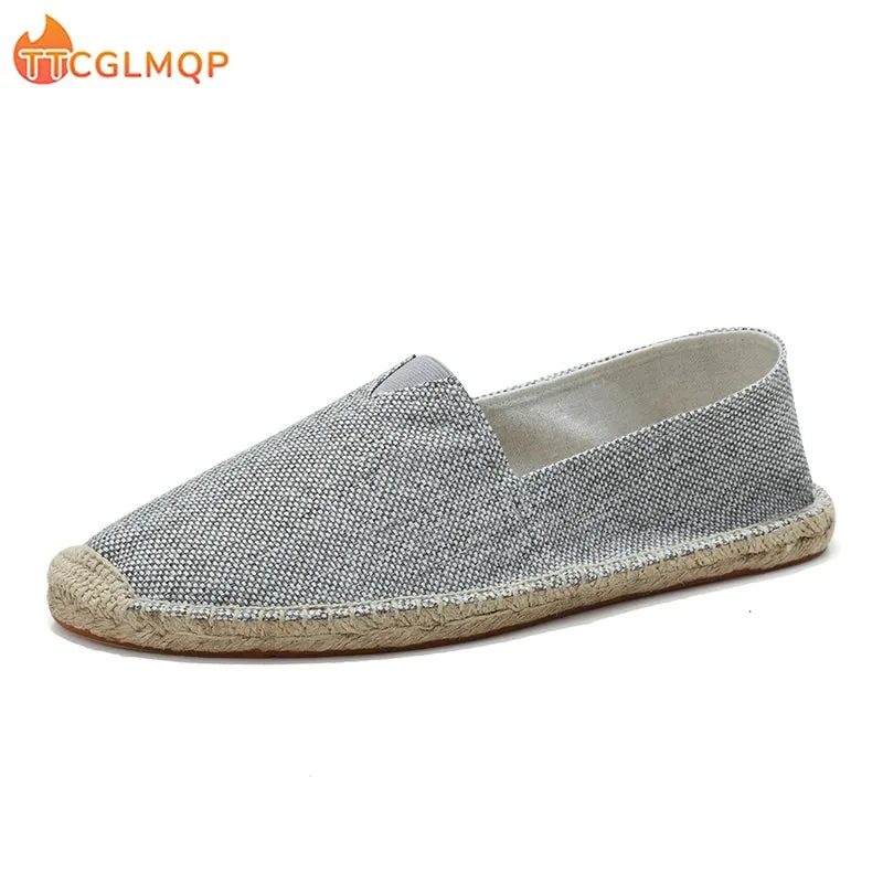 2024 Summer New Women's Linen Casual Shoes Handmade Weaving Fisherman Shoes Fashion Casual Flat Espadrilles Driving Shoes Big Size