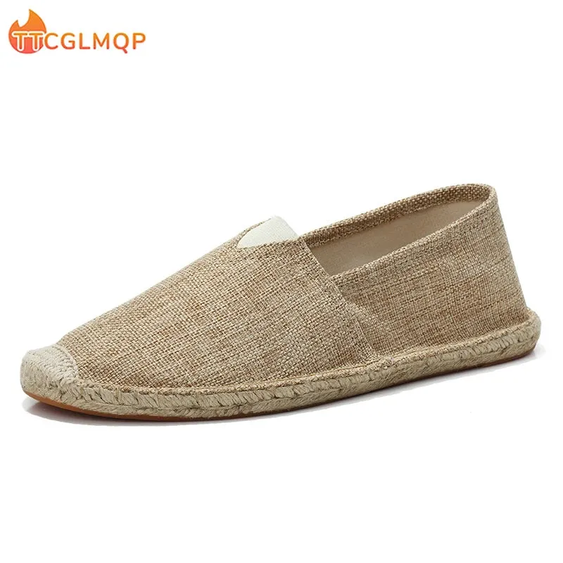 2024 Summer New Women's Linen Casual Shoes Handmade Weaving Fisherman Shoes Fashion Casual Flat Espadrilles Driving Shoes Big Size