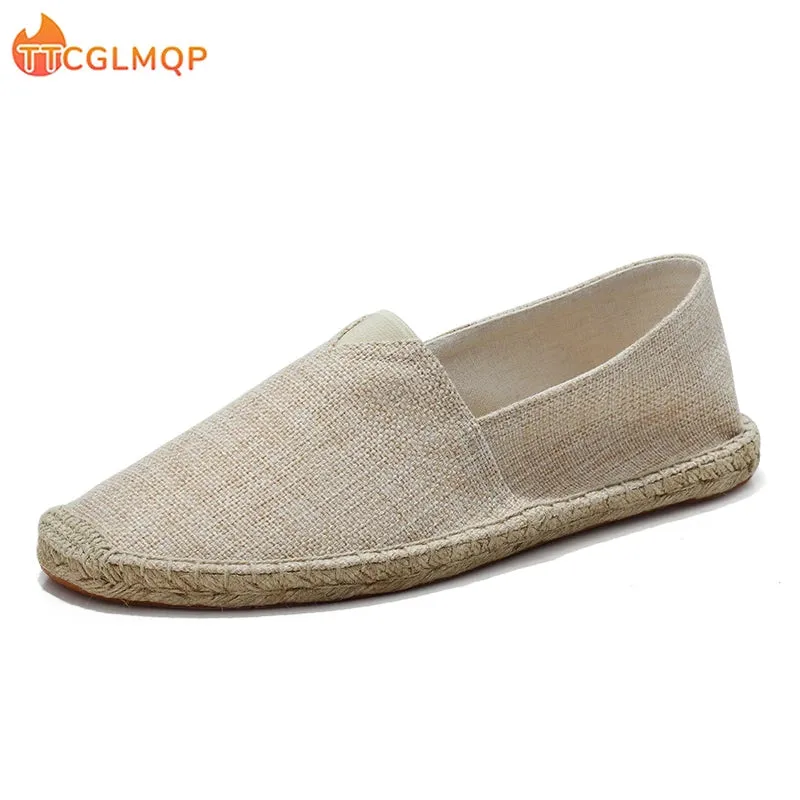 2024 Summer New Women's Linen Casual Shoes Handmade Weaving Fisherman Shoes Fashion Casual Flat Espadrilles Driving Shoes Big Size