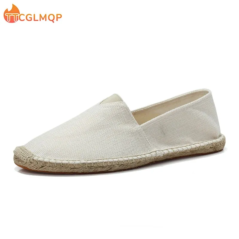 2024 Summer New Women's Linen Casual Shoes Handmade Weaving Fisherman Shoes Fashion Casual Flat Espadrilles Driving Shoes Big Size