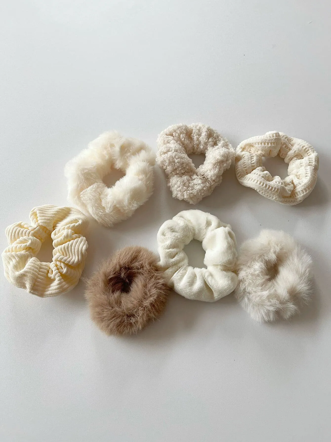 7pcs Fluffy Solid Scrunchie - Multicolor