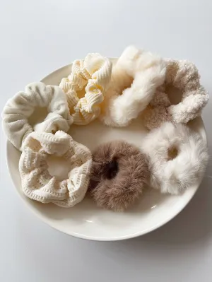 7pcs Fluffy Solid Scrunchie - Multicolor