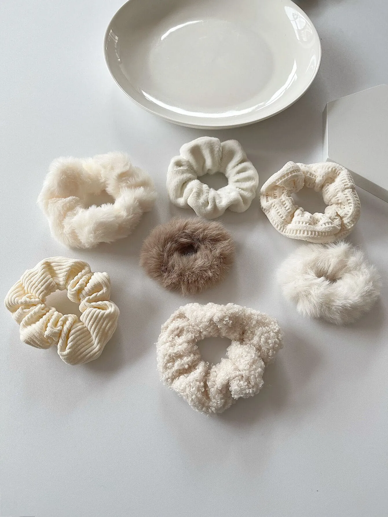 7pcs Fluffy Solid Scrunchie - Multicolor