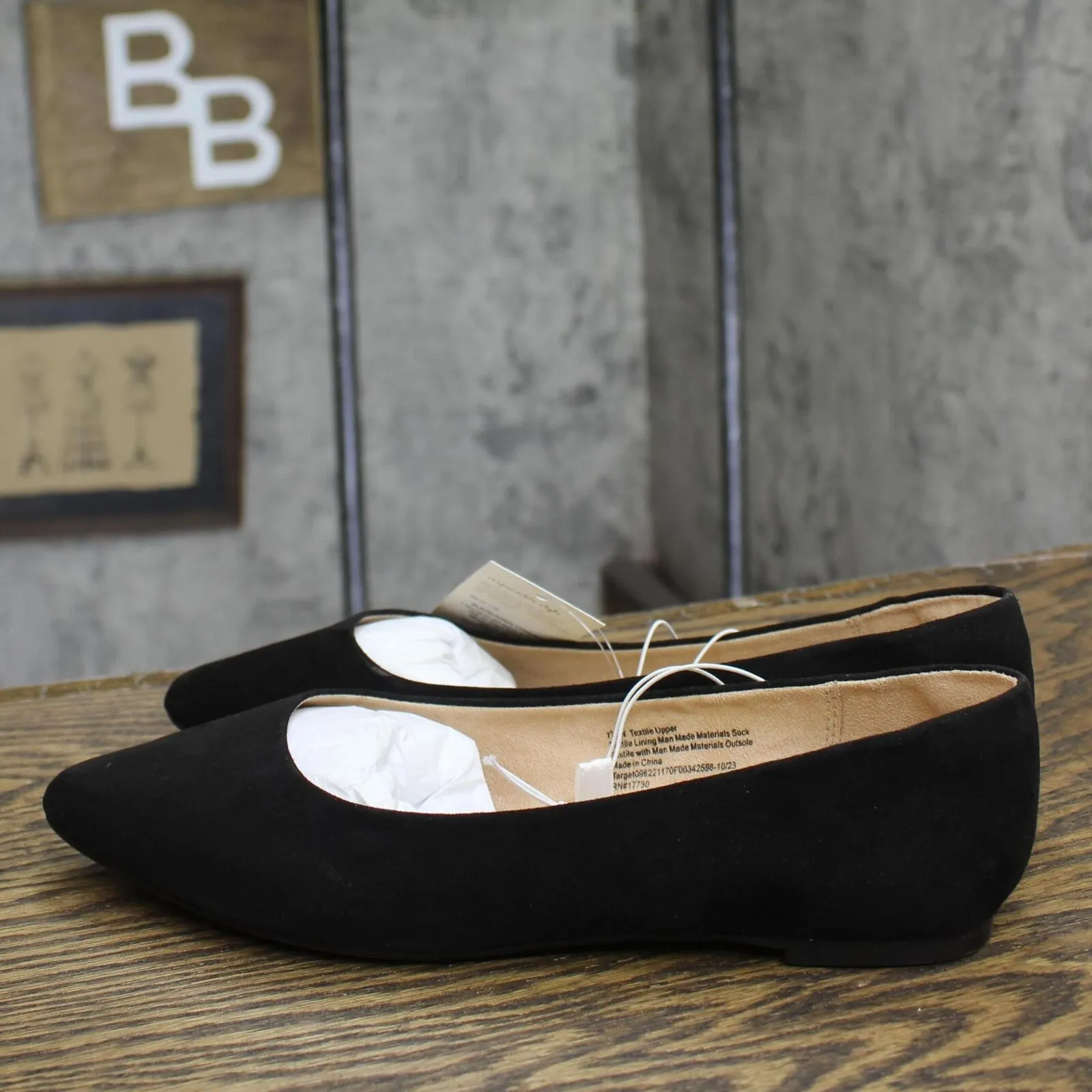 A New Day Corinna Wide Width Ballet Flats with Memory Foam Insole Black 7.5W