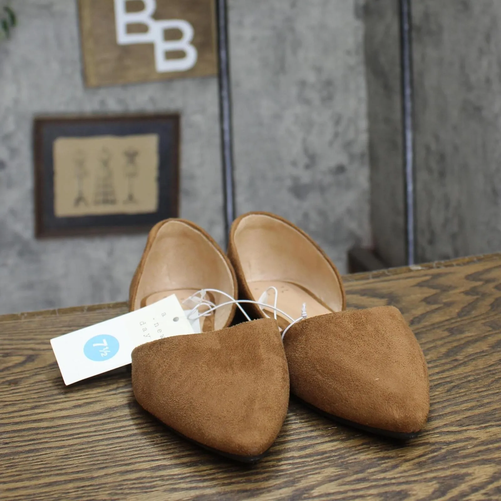 A New Day Womens Julie Ballet Flats with Memory Foam Insole Cognac Brown 7.5M
