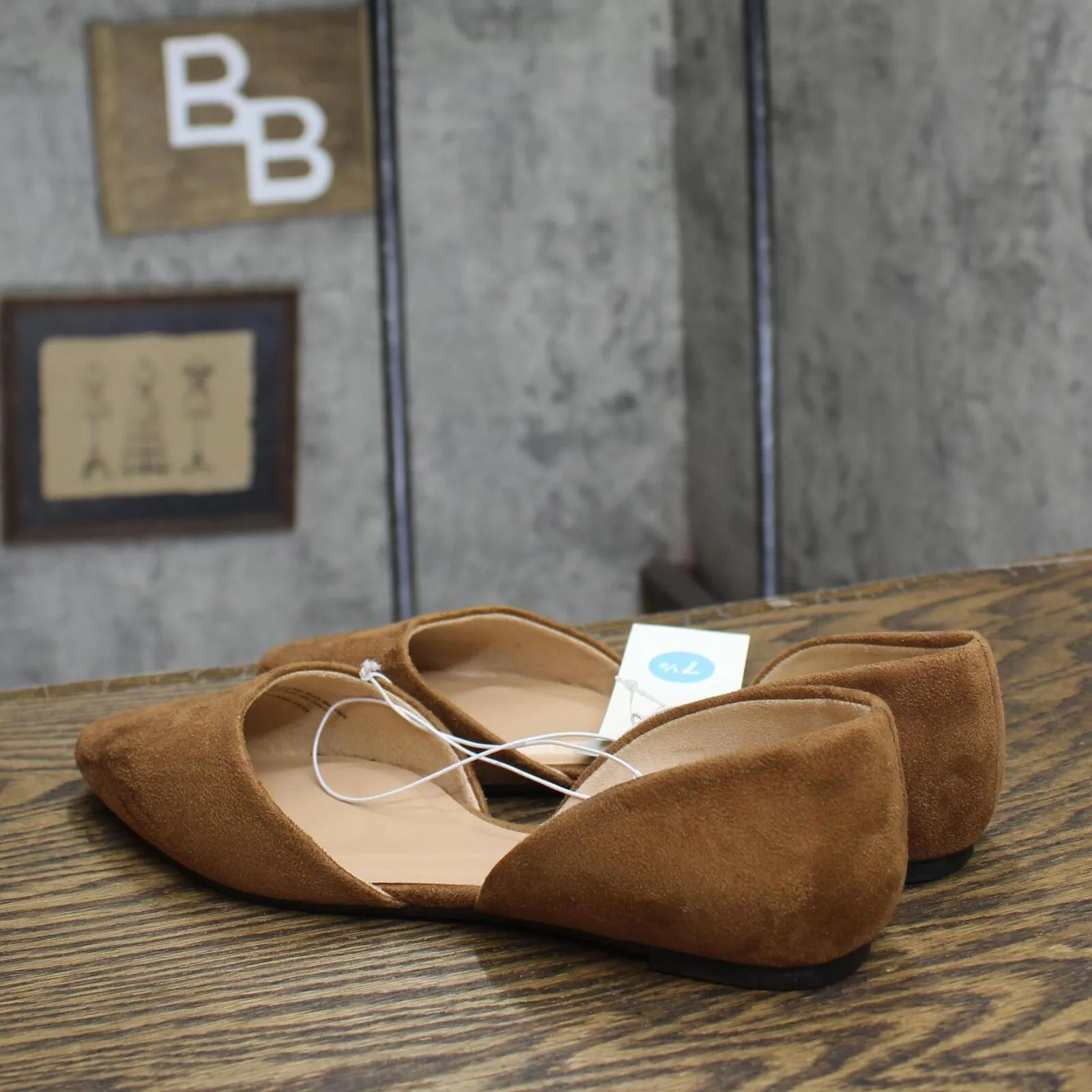 A New Day Womens Julie Ballet Flats with Memory Foam Insole Cognac Brown 7.5M