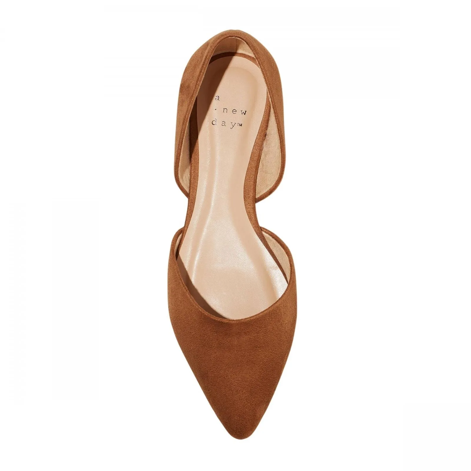 A New Day Womens Julie Ballet Flats with Memory Foam Insole Cognac Brown 7.5M