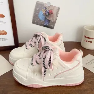 ADVBRIDGE  -  Niche Design Skateboard Shoes Pink Ugly Moe Thick Sole Womens Casual Shoes Breathable Lightweight Shoes for Ladies