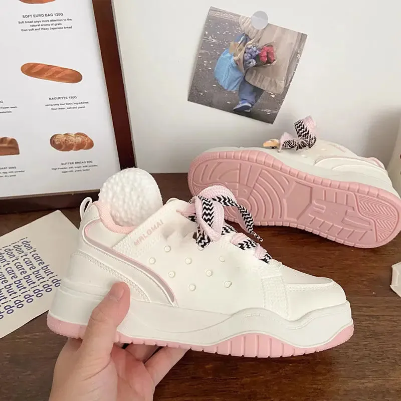 ADVBRIDGE  -  Niche Design Skateboard Shoes Pink Ugly Moe Thick Sole Womens Casual Shoes Breathable Lightweight Shoes for Ladies