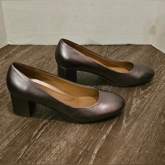 Aerosoles Metallic Bronze Bette Comfort InSole Block Heels Pumps Size 11 new!