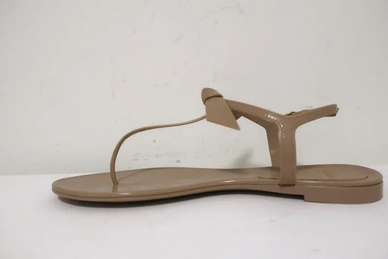 Alexandre Birman Clarita Jelly Bow Sandals Beige Size 41 T-Strap Flats NEW