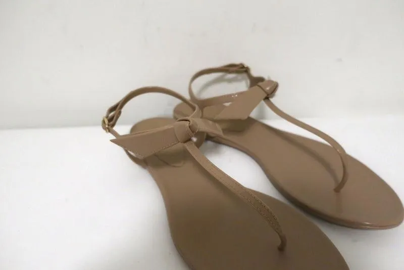Alexandre Birman Clarita Jelly Bow Sandals Beige Size 41 T-Strap Flats NEW