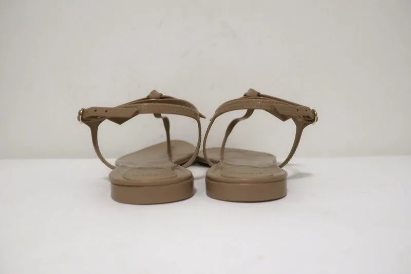 Alexandre Birman Clarita Jelly Bow Sandals Beige Size 41 T-Strap Flats NEW