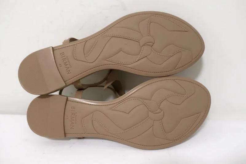 Alexandre Birman Clarita Jelly Bow Sandals Beige Size 41 T-Strap Flats NEW