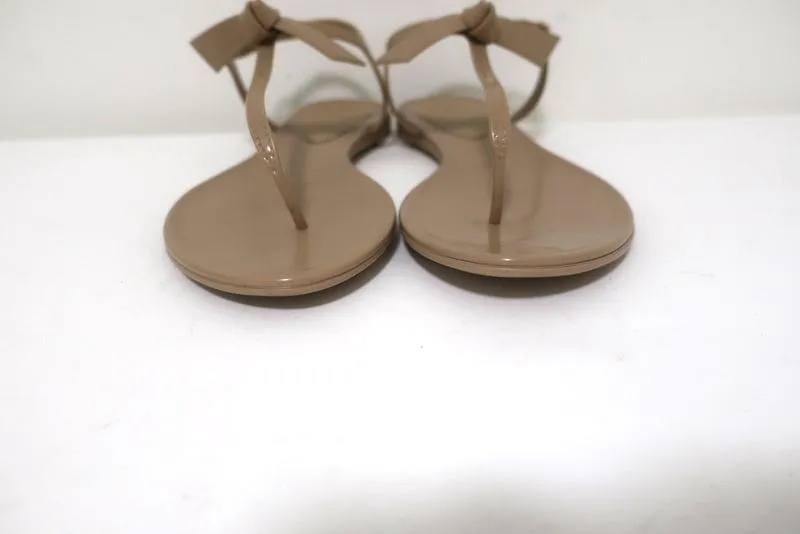Alexandre Birman Clarita Jelly Bow Sandals Beige Size 41 T-Strap Flats NEW