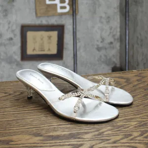 Amanda Smith Womens Vintage Rhinestone Short Heels 16741710576536 Silver Gray 6M