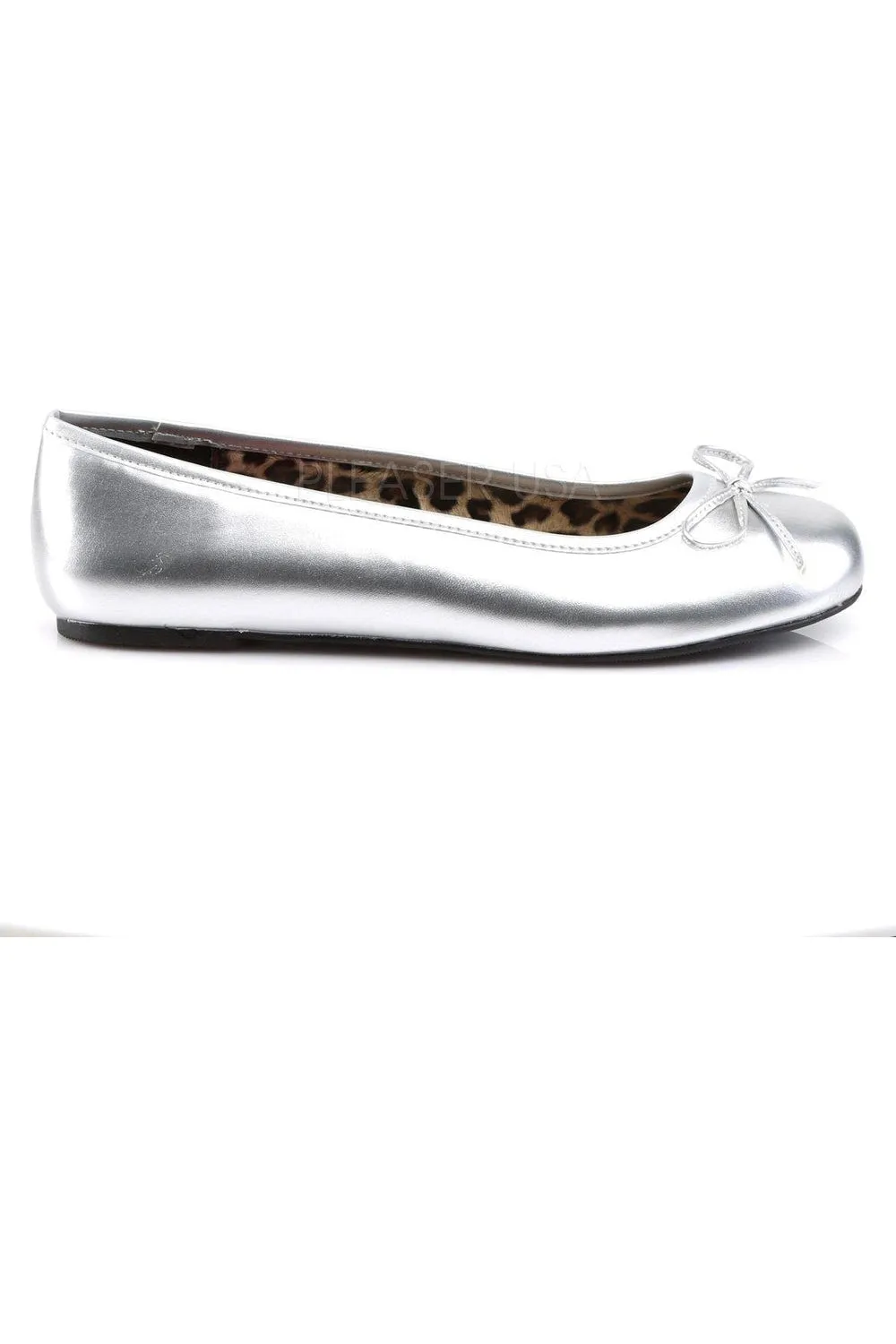 ANNA-01 Flat | Silver Faux Leather