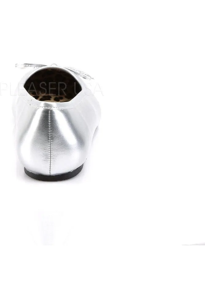 ANNA-01 Flat | Silver Faux Leather