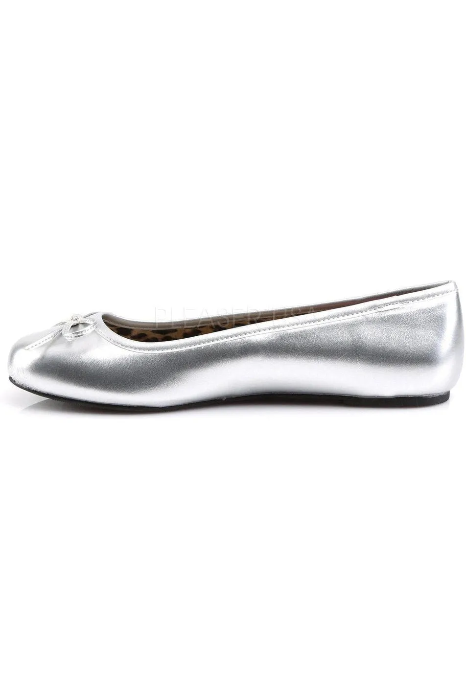 ANNA-01 Flat | Silver Faux Leather