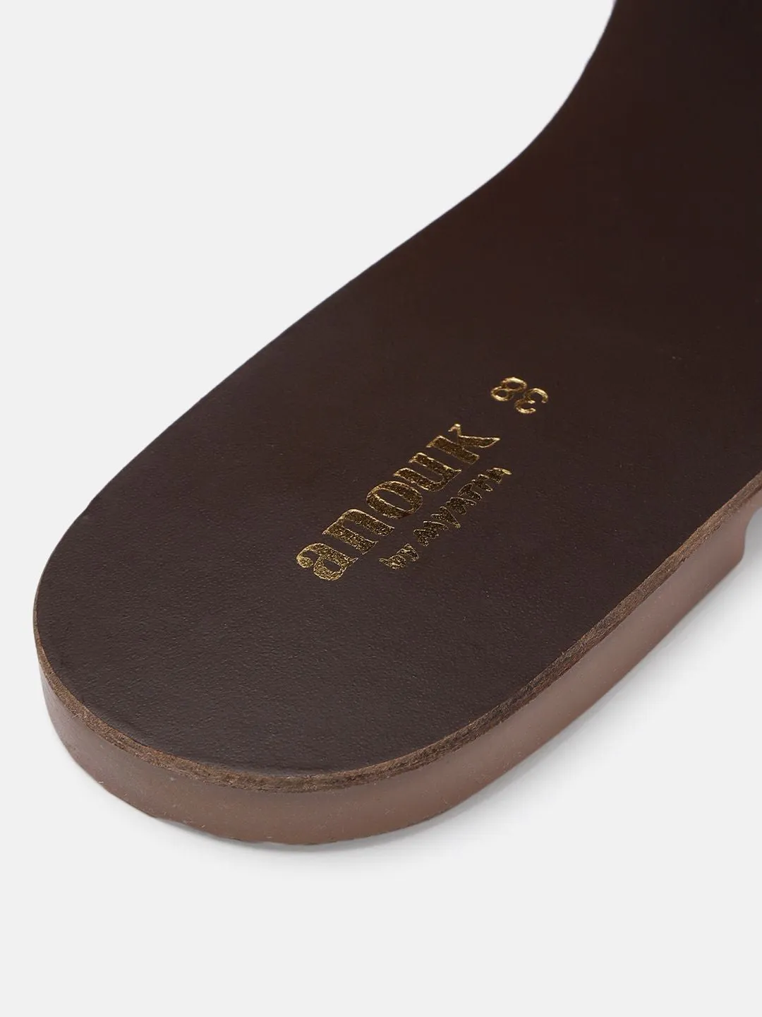 Anouk Women Gold-Toned & Brown Open Toe Flats