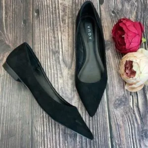 Aqua Black Suede Abel Pointed Toe Flats 8M