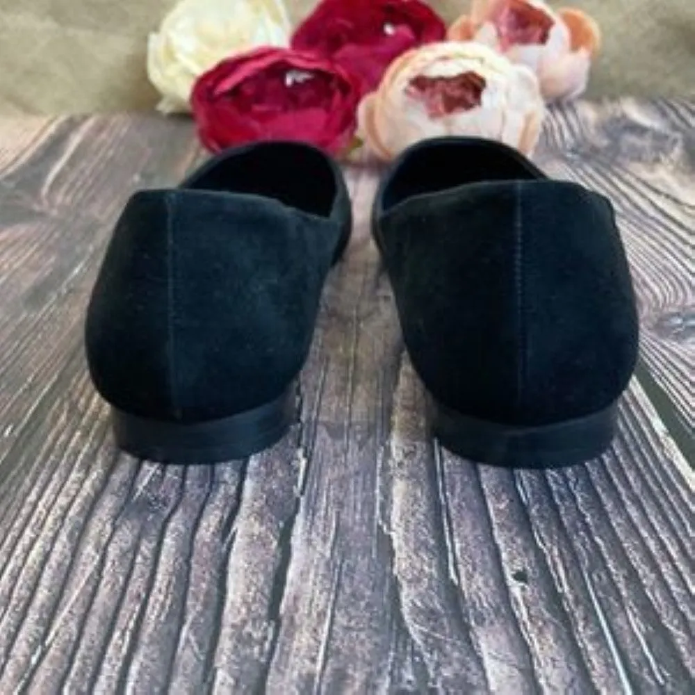Aqua Black Suede Abel Pointed Toe Flats 8M