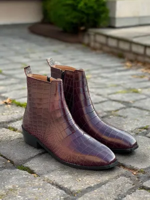 Auburn Croco Elite Chelsea Boots