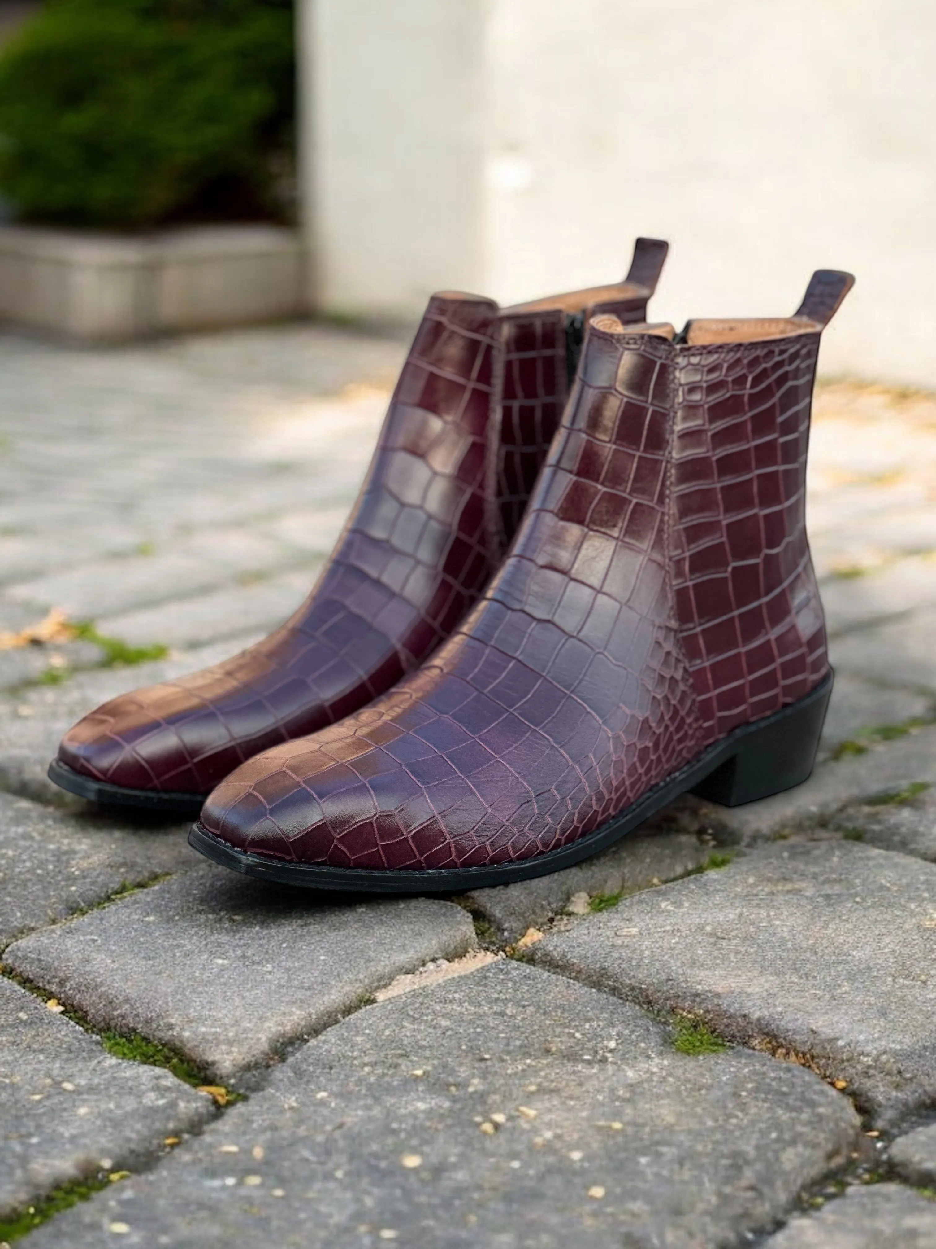 Auburn Croco Elite Chelsea Boots