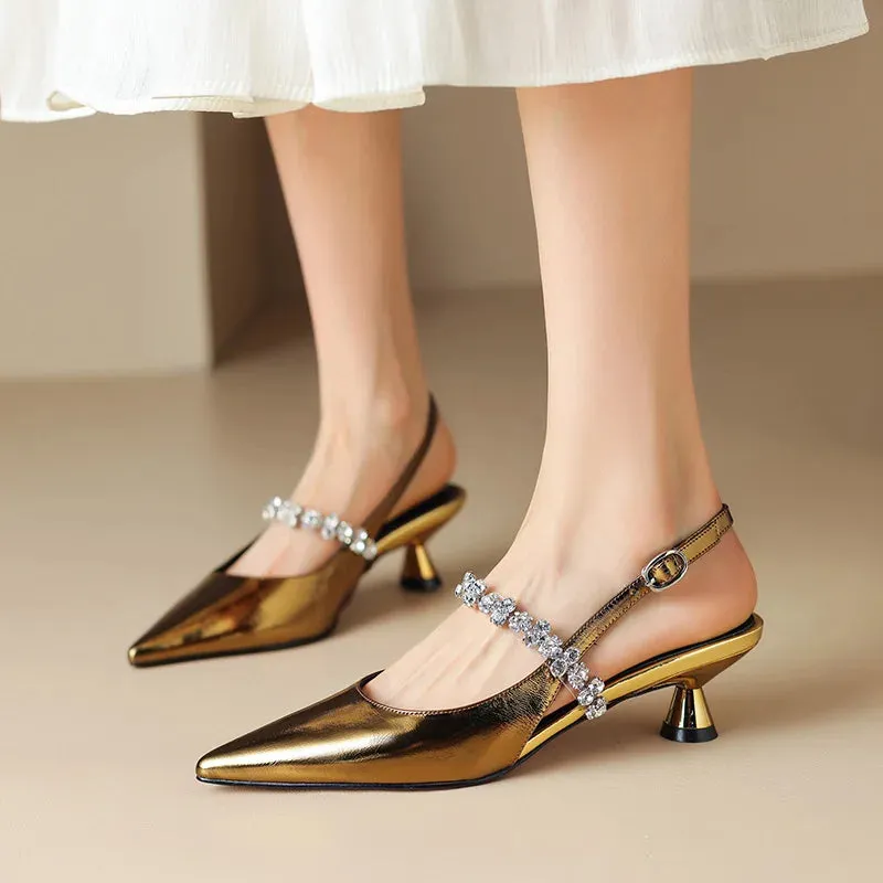 Aurora Rhinestone Kitten Heels