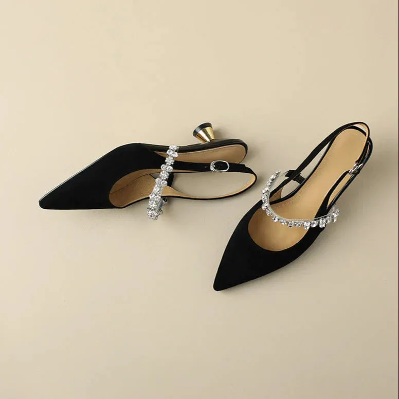 Aurora Rhinestone Kitten Heels