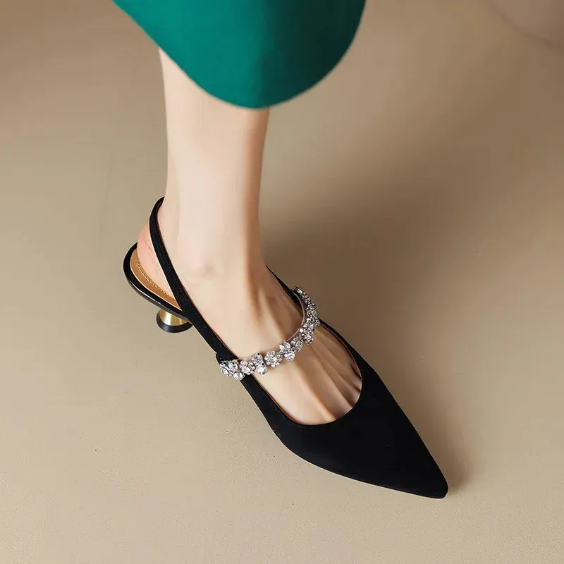 Aurora Rhinestone Kitten Heels