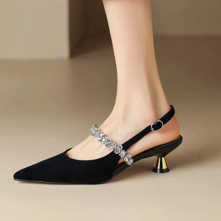 Aurora Rhinestone Kitten Heels