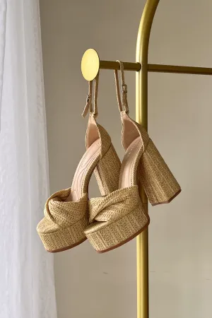 Azalea Wang Clary Beige Platform Sandals