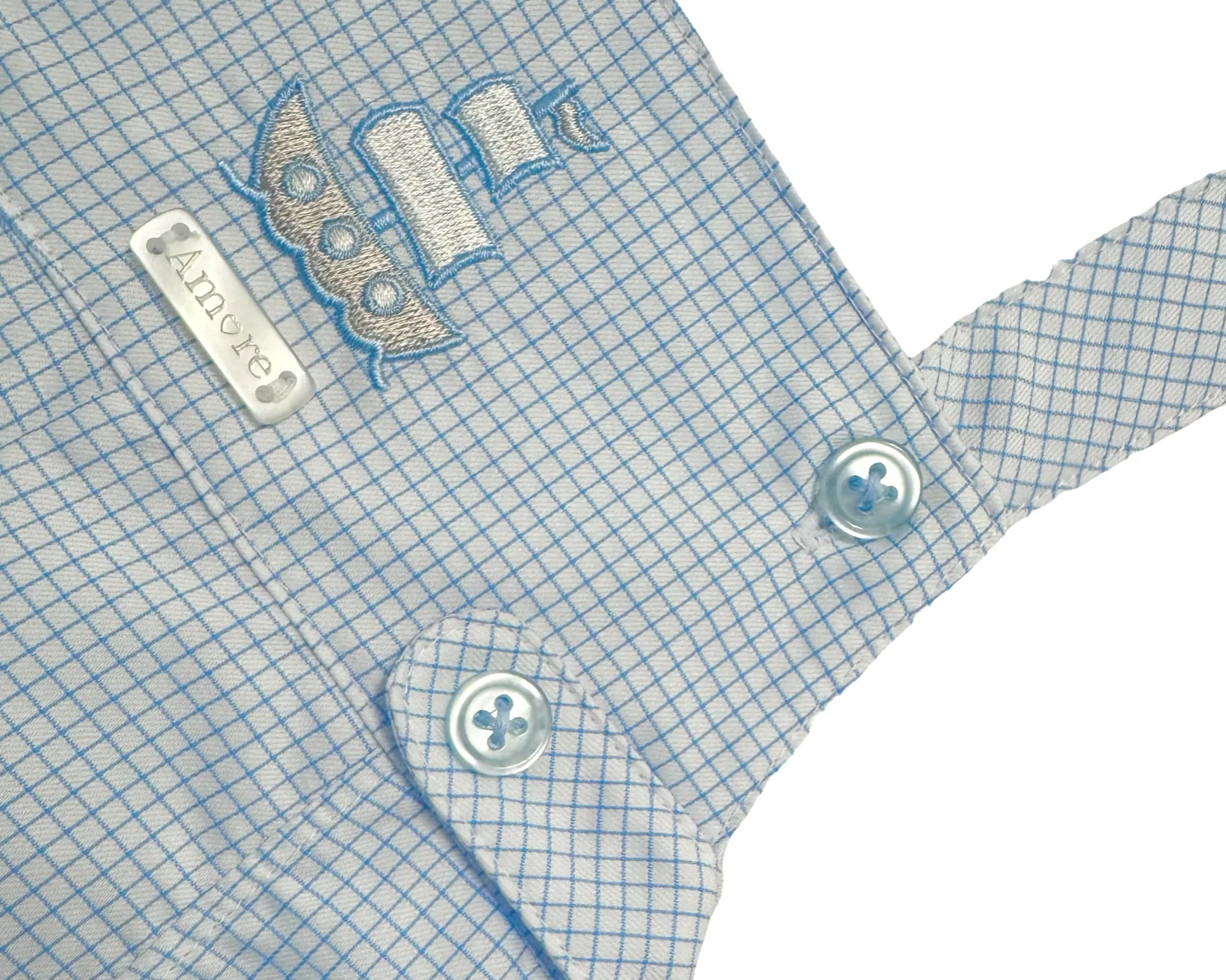 Baby Boys Blue and White  Check Dungaree Set