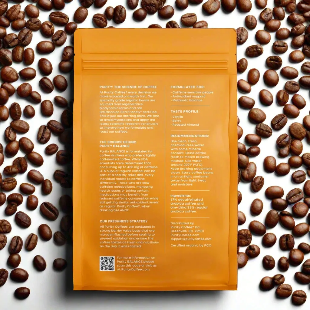 BALANCE: ⅓ Caff Whole Bean Purity Coffee