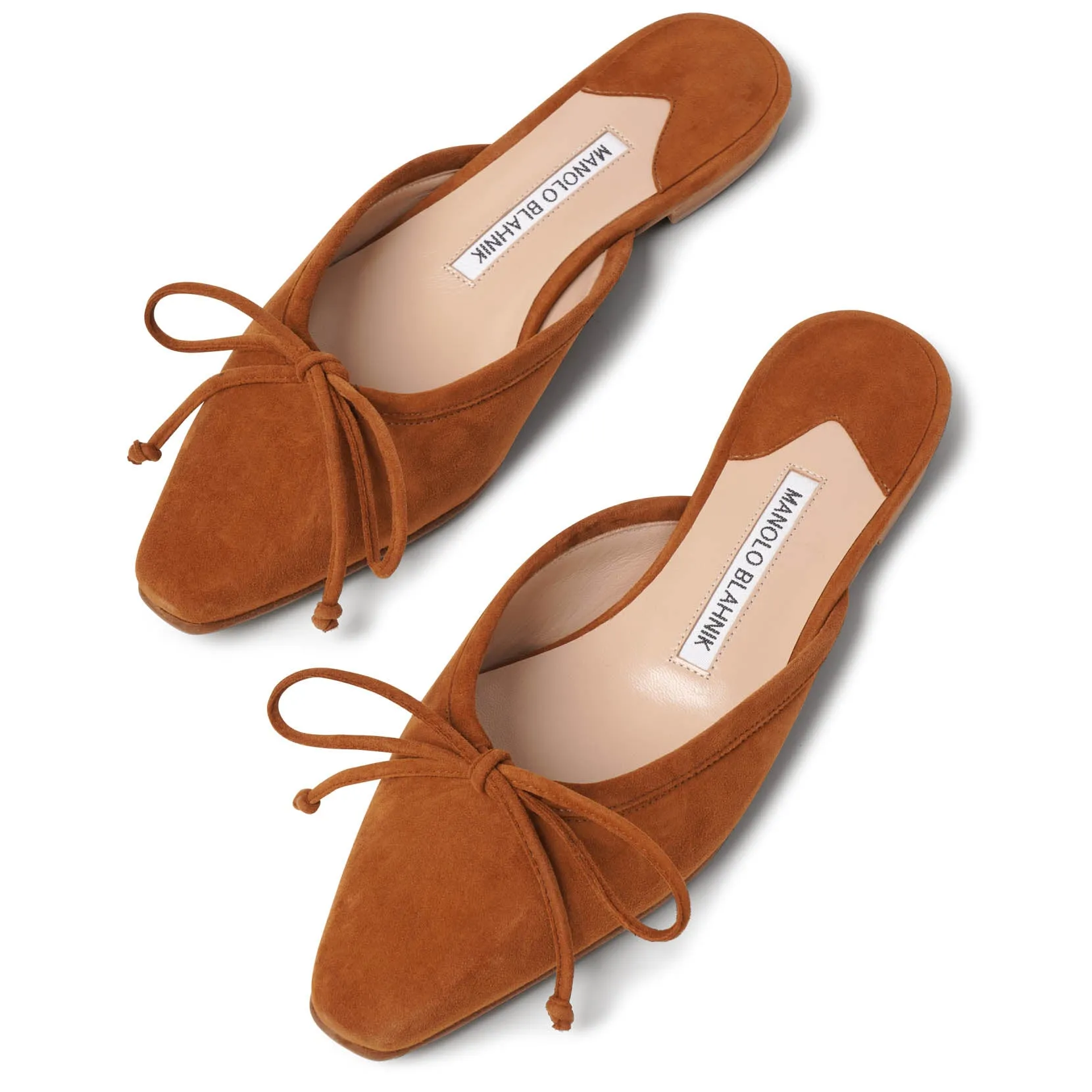 Ballerimu tan suede flat mules