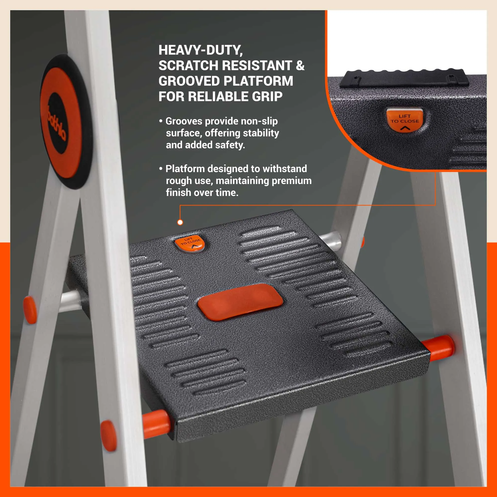 Bathla Advance Pro 4-Step Foldable Aluminium Ladder for Home | Heavy Duty & Anti-Slip Steps | 7 Year Manufacturer Warranty