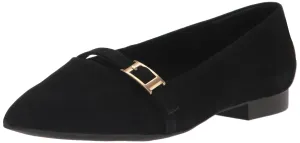 Bella Vita Women's Evanna Ballet Flat, Black Suede Leather, 8