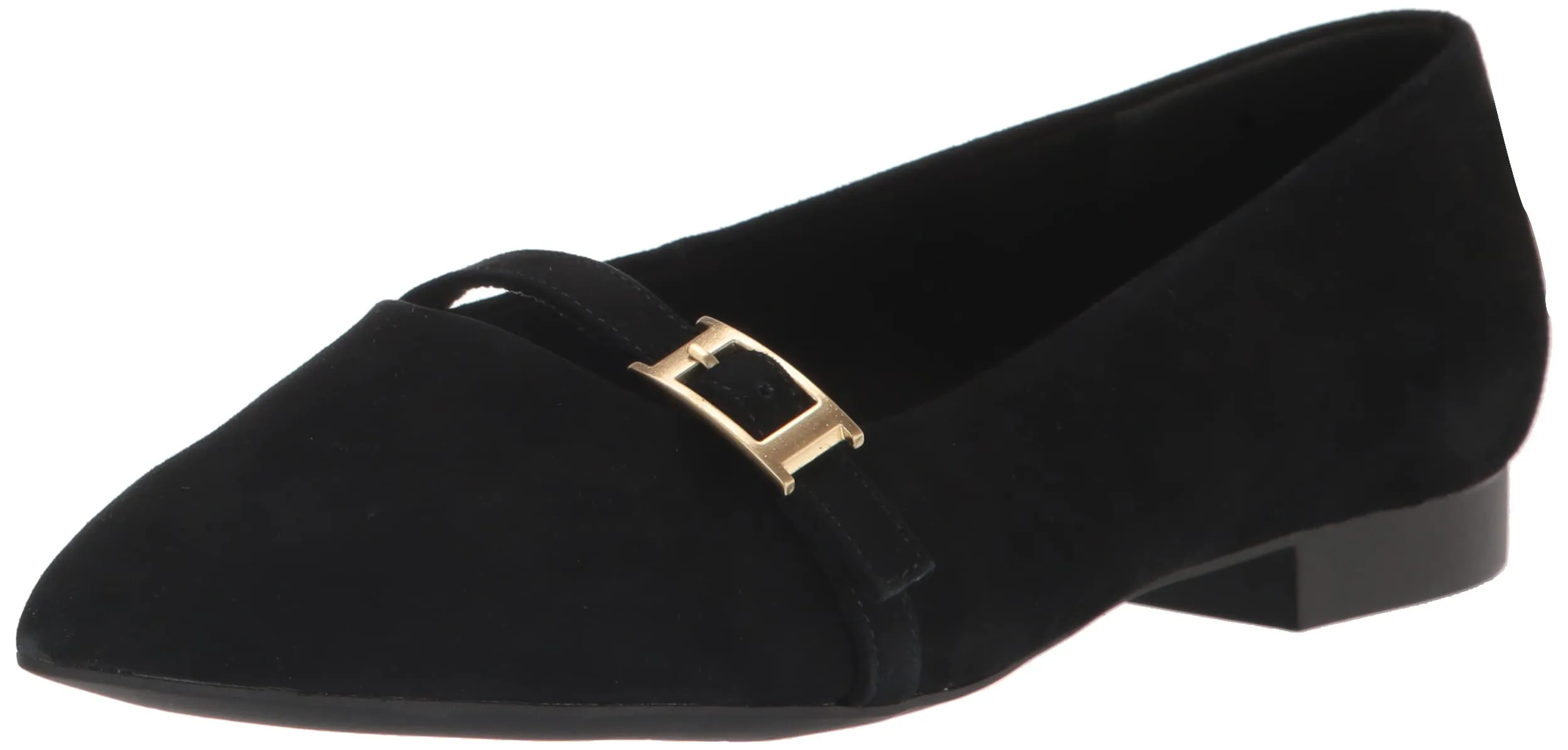 Bella Vita Women's Evanna Ballet Flat, Black Suede Leather, 8