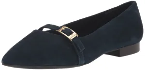 Bella Vita Women's Evanna Ballet Flat, Navy Suede Leather, 12