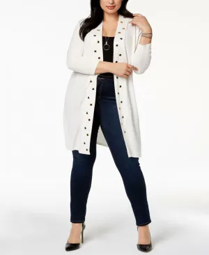 Belldini Plus Size Lightweight Grommet Trim Duster Cardigan
