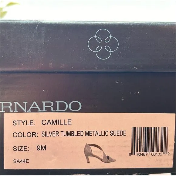 Bernardo Camille Pumps Silver Tumbled Metallic Suede Kitten Heels Women's US 9M