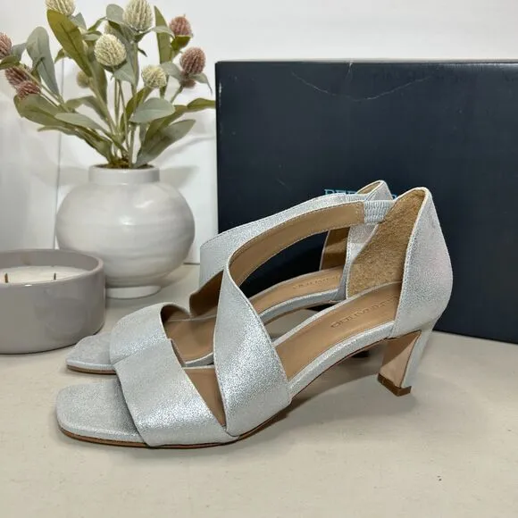 Bernardo Camille Pumps Silver Tumbled Metallic Suede Kitten Heels Women's US 9M